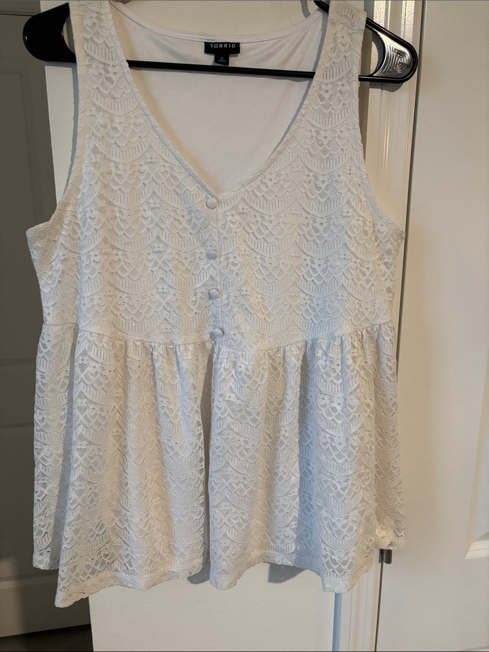 torrid White Lace Button-Front Peplum top